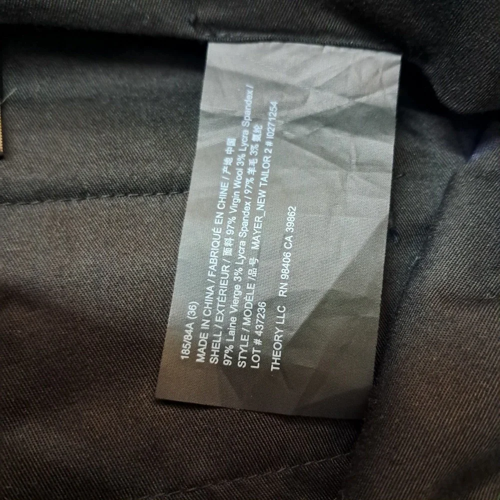 Theory Mayer New Tailor 2 Virgin Wool Dress Pants Men's 36 Navy Blue Work Career - Picture 7 of 13